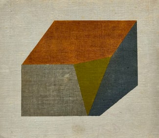 Original Mid-Century Modern Abstract Oil Painting On Linen Geometric Minimalist
