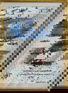 ROBERT RAUSCHENBERG VINTAGE FRAMED PRINT: Choices & Responsibilities, The United Nations "World Population Conference" 1994 By: Robert Rauschenberg. TOTAL FRAME SIZE: 45.5 X 33 INCHES APPROX. 20 lbs approx. Shipping Via UPS $500. We can deliv
