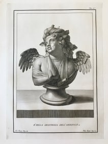 18th C NEOCLASSICAL ROMAN BUST ENGRAVING BACCHUS
