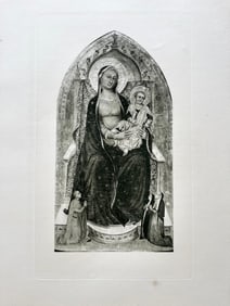 LARGE RELIGIOUS ETCHING FLORENTINE SCHOOL MADONNA AND CHILD