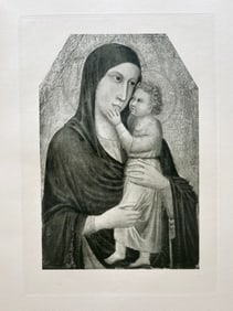 LARGE RELIGIOUS ETCHING FLORENTINE SCHOOL MADONNA AND CHILD