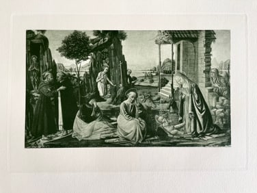 LARGE RELIGIOUS ETCHING AFTER JACOPO DEL SELLAIO NATIVITY