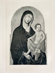 LARGE RELIGIOUS ETCHING AFTER SEGNA DI BUONAVENTURA MADONNA AND CHILD