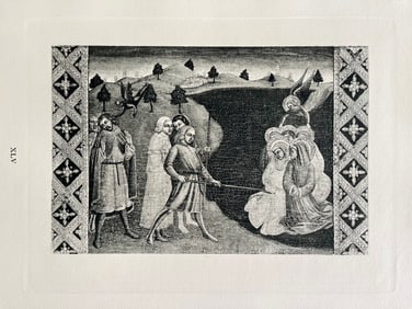LARGE RELIGIOUS ETCHING AFTER SANO DI PIETRO ST COSMO AND DAMIAN
