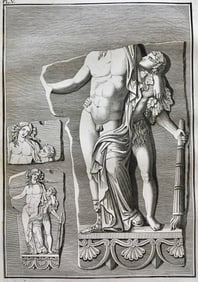 ANTIQUE ENGRAVING OF GREEK STATUES