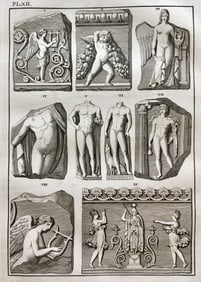 ANTIQUE ENGRAVING OF GREEK STATUES