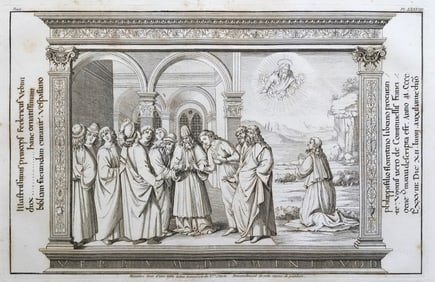 COPPER ENGRAVING ANCIENT LATIN RELIGIOUS MANUSCRIPT