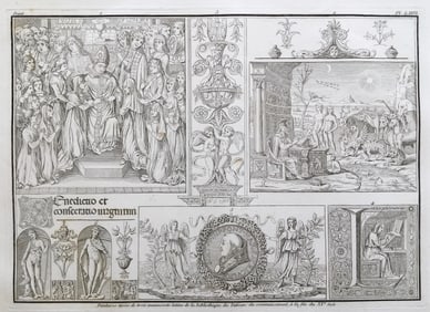 COPPER ENGRAVING ANCIENT LATIN MANUSCRIPT VATICAN XVe