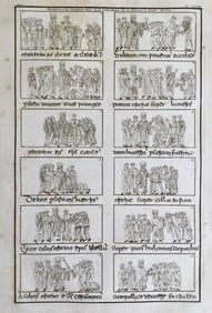 LARGE RELIGIOUS MANUSCRIPT ENGRAVING ROME IXe Siecle
