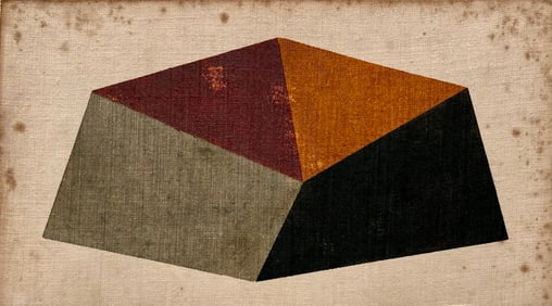 Original Mid-Century Modern Abstract Oil Painting On Linen Geometric Minimalist