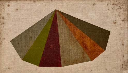 Original Mid-Century Modern Abstract Oil Painting On Linen Geometric Minimalist