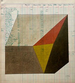 Original Vintage Abstract Modernist Geometric Painting