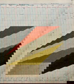 Original Vintage Abstract Modernist Geometric Painting