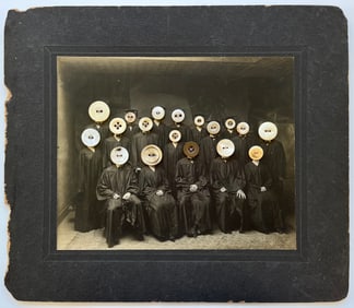 ANTIQUE EERIE OUTSIDER ART FOLK ART RARE PHOTO COLLAGE WITH BUTTONS
