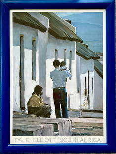 DALE ELLIOTT SOUTH AFRICA PRINT: DALE ELIOTT SOUTH AFRICA FRAMED PRINT. TOTAL FRAME SIZE: 21.5 X 29 INCHES APPROX. SHIPPING IN THE U.S VIA USPS PRIORITY MAIL $50