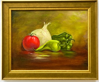STILL LIFE OIL ON CANVAS PAINTING FRUITS