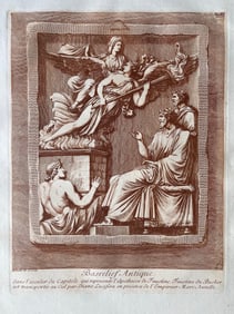 JEAN BARBAULT ANTIQUE SANGUINE ETCHING CA 1780 "MARCUS AURELIUS"