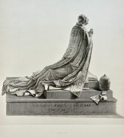 ANTIQUE PRINT AFTER ANTONIO CANOVA NEOCLASSICAL STATUE POPE PIUS VI