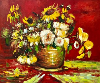 STILL LIFE OIL PAINTING FLOWERS