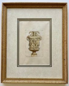 Jean Marot Framed Antique Etching “Vases