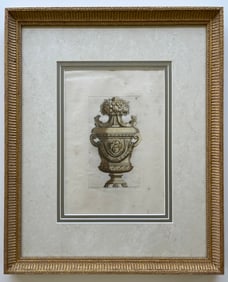 Jean Marot Framed Antique Etching “Vases