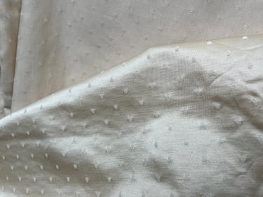 Lot Of 7 Yards Embroidered Dots Upholstery Fabric Ivory 64 inches Wide