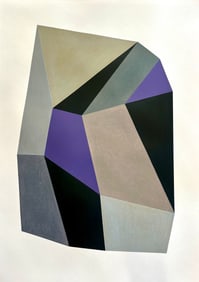 GEOMETRIC ABSTRACTION ORIGINAL OIL ON PAPER PAINTING