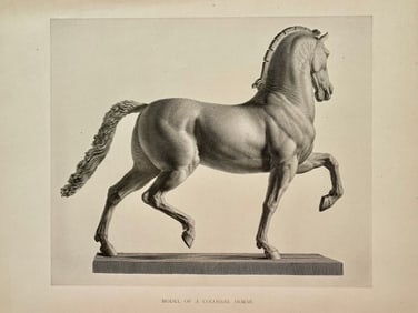 ANTIQUE PRINT AFTER ANTONIO CANOVA "COLOSSAL HORSE"