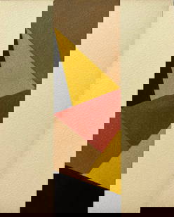 VINTAGE HARD EDGE GEOMETRIC PAINTING: ORIGINAL OIL ON PAPER BOARD. SIZE: 8 X 10 INCHES APPROX. PAINTING IS UNFRAMED. SHIPPING IN THE U.S VIA USPS PRIORITY MAIL $18