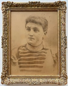 ANTIQUE PORTRAIT ON VICTORIAN ORNATE WOOD FRAME