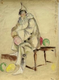 ORIGINAL MID-CENTURY DRAWING CLOWN
