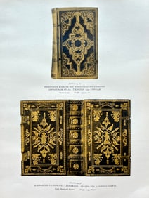 Original Antique Lithograph Antique Bookbinding Office Library Decor