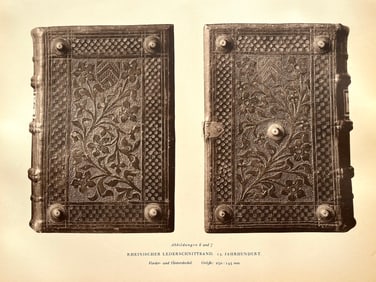 Original Antique Lithograph Antique Bookbinding Office Library Decor