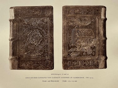Original Antique Lithograph Antique Bookbinding Office Library Decor