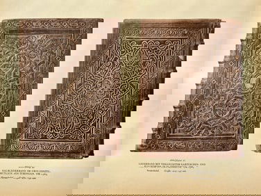 Original Antique Lithograph Antique Bookbinding Office Library Decor