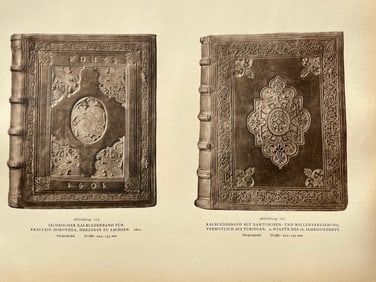 Original Antique Lithograph Antique Bookbinding Office Library Decor