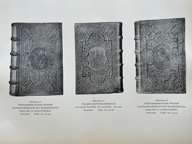 Original Antique Lithograph Antique Bookbinding Office Library Decor