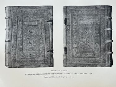 Original Antique Lithograph Antique Bookbinding Office Library Decor
