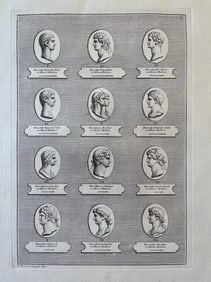 ANTIQUE NEOCLASSICAL ETCHING OF ROMAN CAMEOS