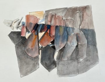 ORIGINAL ABSTRACT FRENCH WATERCOLOR