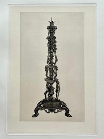 ETCHING PRINT OF AN ANTIQUE BRONZE CANDLESTICK