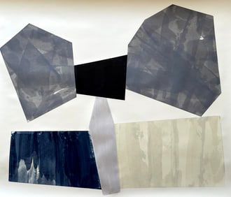 GEOMETRIC ABSTRACT ARYLIC ON PAPER PAINTING