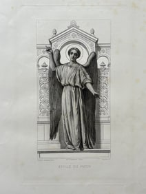 Antique French Religious Etching After Claudius Jacquand Angel Morning Star