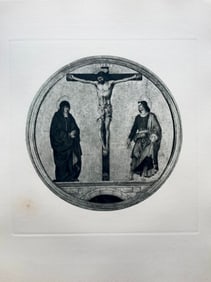 LARGE ETCHING AFTER FRANCESCO COSSA JESUS CRUCIFIXION