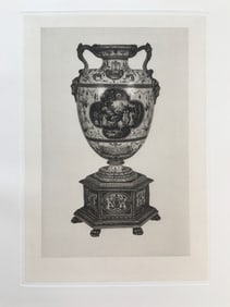 LARGE ETCHING PRINT MAJOLICA VASE