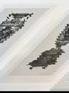 LARGE ETCHING PRINT MAJOLICA VASE: Rare Large Etching. A Majolica Vase. Size: 17.5 X 13.5 inches approx. Printed Circa 1920. SHIPPING IN THE U.S VIA USPS PRIORITY MAIL $20