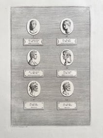 ANTIQUE NEOCLASSICAL ETCHING OF ROMAN CAMEOS