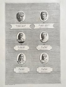 ANTIQUE NEOCLASSICAL ETCHING OF ROMAN CAMEOS