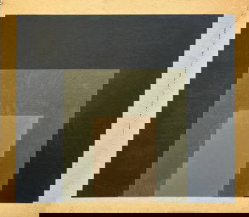 HARD EDGE VINTAGE PAINTING: OIL ON PAPER BOARD. SIZE: 9 X 12 INCHES APPROX. UNFRAMED. UNSIGNED. SHIPPING IN THE U.S VIA USPS PRIORITY MAIL $20