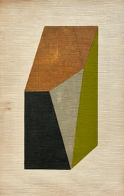 Mid-Century Modern Abstract Oil Painting On Linen Geometric Minimalist
